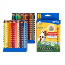 ดินสอสีไม้แท่งสามเหลี่ยมพร้อมกบเหลา 36 สี
