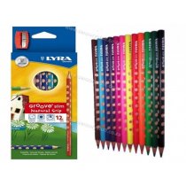 ดินสอสีไม้แท่งสามเหลี่ยมพร้อมกบเหลา 12 สี