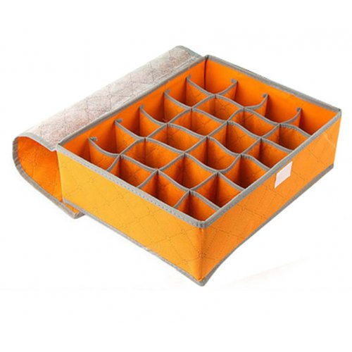 2home กล่องจัดเก็บกางเกงใน 24 ช่อง พร้อมฝาปิด, สี: ส้ม