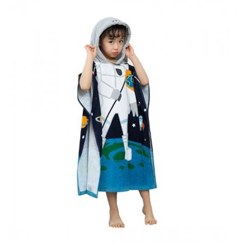 2Kids เสื้อคลุมผ้าขนหนู คลุมว่ายน้ำ สำหรับเด็กสูง 110-140 ซม., ลาย: อวกาศ